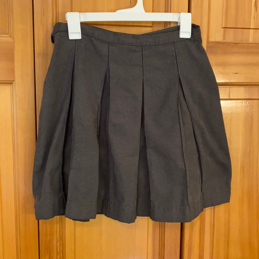 Gray Pleated School Girl Skirt Y2K Lands End